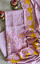 Graceful Modal Suit Set with Organza Embroidery Charm